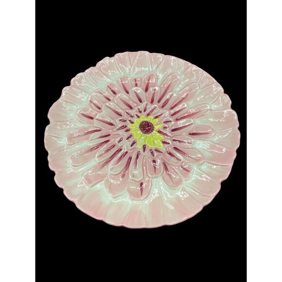 Anthropologie Lilypad Floral Ceramic Salad/Dessert Plates Set Of 2 8" Pink/Yello - Picture 4 of 5